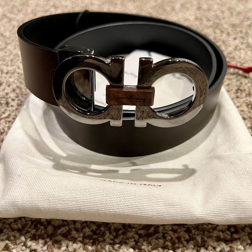 Salvatore Ferragamo Adjustable & Reversible Gancini Buckle Belt - Size 34